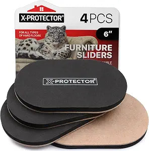 X-Protector Felt Furniture Sliders Hardwood Floors - 4 PCS 6" x 3 1/2"