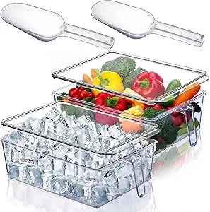 2 Sets Ice Storage Bin for Freezer,12.4 x 8.07 x 3.94 Inches
