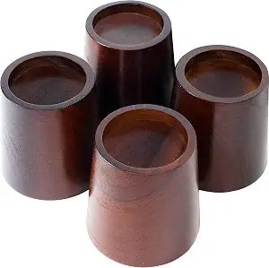4 Inch Premium Pine Wood Bed Risers - Heavy-Duty Sturdy Lifts for Strong Support, Decor Enhancement (Dark Brown)