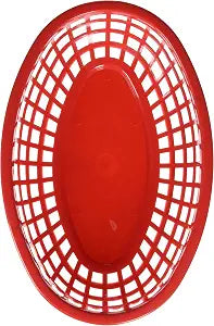 TableCraft H1074R6 6-Piece Classic Oval Plastic Baskets, Red