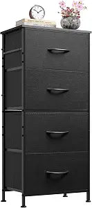 WLIVE Small Dresser Nightstand for Bedroom, 4 Drawers, Charcoal Black
