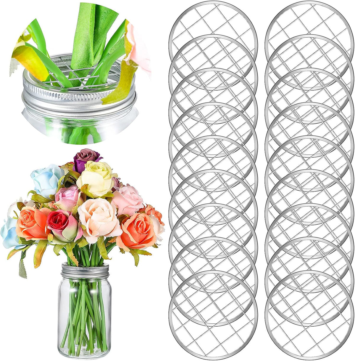 Patelai 18 Pcs Mason Jar Frog Lid Insert Metal Grid Regular Mouth