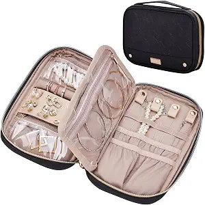 NISHEL Travel Jewelry Case Organizer, Tangle-Free Necklace Storage Bag