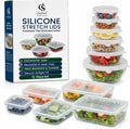 Silicone Stretch Lids - 12 Pack Reusable Food Storage Covers for Bowls, Cups, Containers - BPA Free Leakproof Kitchen Lid Set