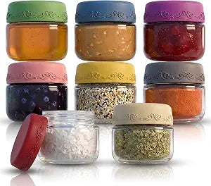 2oz 8Pack Glass Dressing Jars with Leakproof Lids, Containers for Sauce, Salad Dressing, Dips & Snacks  Reusable Glass Food Storage Cups for Lunch Box & Meal Prep(2oz-8Pack)