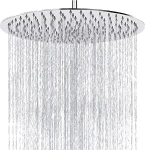 Rain Shower Head, 12 Inch High Flow Large Rainfall Shower Heads Made of Stainless Steel - Waterfall Bathroom Round Showerhead - Anti-Clogging Nozzles, Easy Install, Chrome Finish