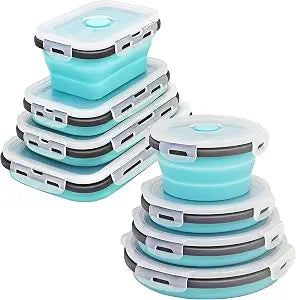 8 Collapsible Food Storage Containers, Silicone Collapsible Food Storage Containers, Collapsible Food Storage Silicone, Rv Collapsible Bowls, Collapsible Storage Containers for Food Camping