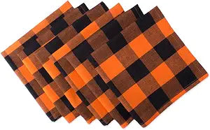 DII Buffalo Check Collection, Classic Farmhouse Tabletop Set, Napkin Set, 20x20, Orange & Black, 6 Piece