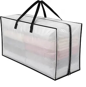 Clear Moving Bags Heavy Duty Extra Large 24 Gallon  Moving Bags for Clothes with Smooth-Glide Zipper and Reinforced Handles, Packing Supplies for College Dorm Storage and Closet Organization