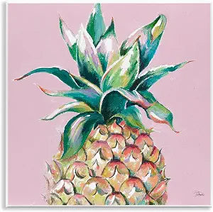 Cropped Pineapple Pink Color, 12 x 12 Inch Mounted Print on Wall Plaque