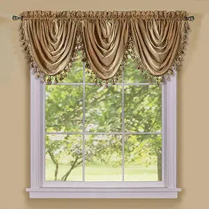 Soft Waterfall Valance Curtains, 46 x 40 in, Sandstone, Light Filtering
