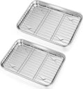 P&P CHEF 10.4 + 9 Inch Toaster Oven Pans with Racks, Oven Tray Rack, 4 Pcs