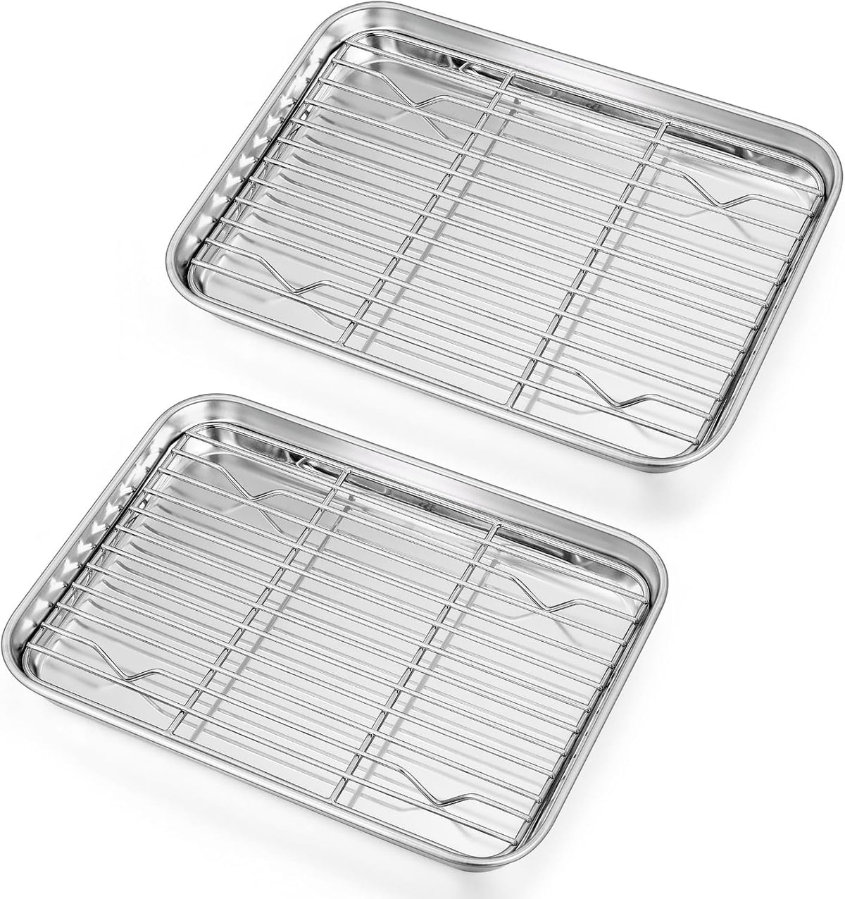 P&P CHEF 10.4 + 9 Inch Toaster Oven Pans with Racks, Oven Tray Rack, 4 Pcs