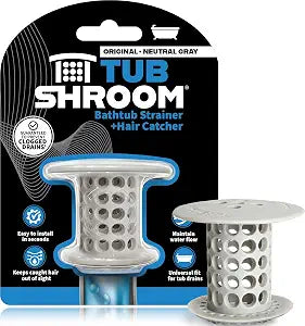 TubShroom Bathtub Drain Hair Catcher  in-Drain Tub Strainer & Clog Prevention Protector, Fits Standard 1.41.75 Tub Drains, Easy Clean, Captures Human & Pet Hair Out of Sight (Gray)