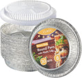 CURTA 8" Round Aluminum Foil Pans with Clear Lids | Heavy Duty | Great for Broiling, Baking, Storage, Roasting, Takeout, Air Fryer | 30 Pack