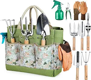 Grenebo Heavy Duty Gardening Tools with Handbag, Gardening Gifts for Women