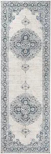 Superior Indoor Runner Rug, For Living Room, Hardwood, Kitchen, Dining Room, Office, Bedroom, Entryway, Cotton Backed, Modern Medallion Home Decor, Medallion Rugs, Demelza Collection, 2' 7" x 6', Blue