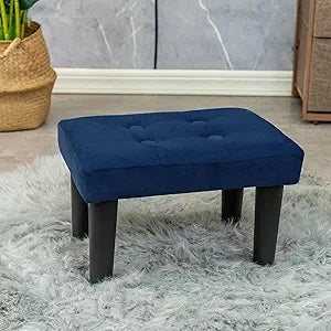 CAROLMADE Ottoman Foot Rest, Velvet Small Ottoman Foot Stool with Legs Modern Footstool Ottomans for Living Room Entryway Office, (Velvet-Blue)