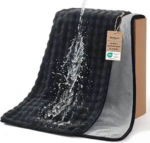 Bedsure Bubble Waterproof Blanket for Couch - Soft Fleece Reversible Dog Blankets for Small Dogs, Waterproof Couch Sofa Cover Bed Protector, Black/Grey, Baby Size 30x40 Inches