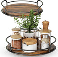 LAMU 2 Pack 10'' 12'' Lazy Susan Turntable Organizer for Table Top Cabinet, Wooden Lazy Susan for Kitchen, Pantry, Countertop, Bathroom Vanity, Spice Organization, Wood Decor