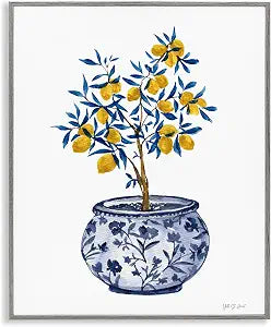 Lemon Tree Chinoiserie Kitchen, 11 x 14 Inch Framed Gicle Print