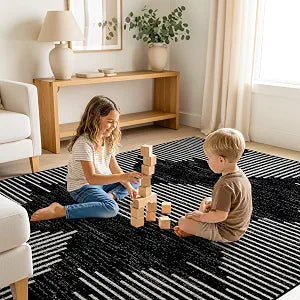 Modern Abstract Indoor Area Rug Black 4' x 6'