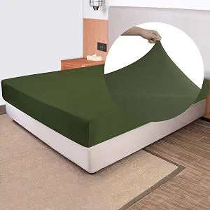 N&Y HOME Bundle of Stretch Fitted Sheet & Pillowcases - Dark Olive Green