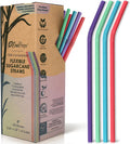 EcoPreps Colorful, Flexible Biodegradable Sugarcane Straws, 120 Count, 7.8''