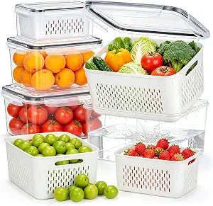 4 Pack Fruit Storage Containers for Fridge Set, BPA Free Produce Containers