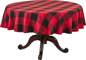 SARO LIFESTYLE Buffalo Plaid Tablecloth, Red, 72"x72"