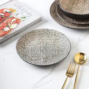 Stone Lain Sophie Stoneware Salad Plate Set of 4, Brown/Black
