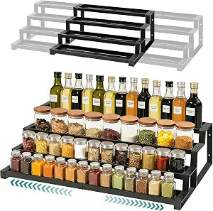 Expandable Spice Rack 4 -Tier Spicy Shelf for Countertop & Cabinet
