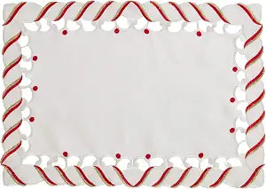 Candy Cane Design Christmas Holiday Placemat (Set of 4)