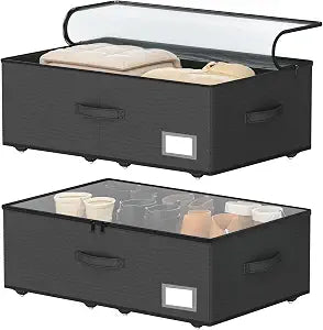 EE-RoomWorld Under Bed Storage with Wheels, 10 inches heightBlack