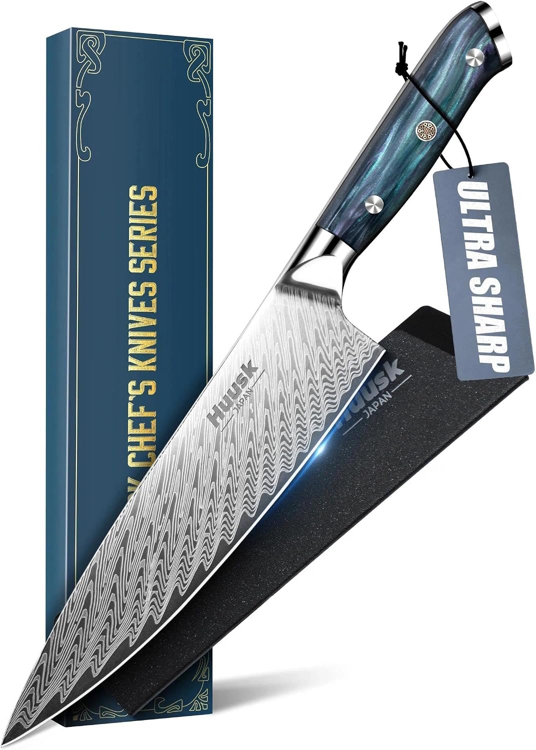 Huusk Japanese Stainless Chef Knife,Ultra Sharp Kitchen Knife with Sheath