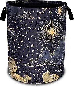 Beautiful Sun Stars Moon Laundry Basket Oxford Cloth Clouds Laundry Hamper