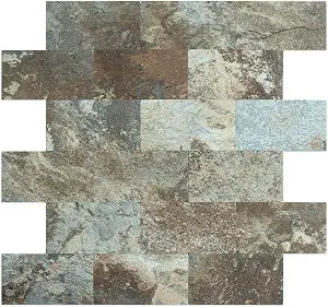DICOFUN 1 Sheet Beige Brown Slate Thick PVC Peel and Stick Backsplash Wall Tiles, 12"x12" Self Adhesive Subway Tile for Kitchen and Bathroom Backsplash