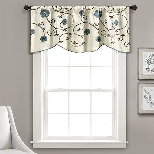 Lush Decor Royal Garden Valance Floral Window Kitchen Curtain (Single), 42W x 18"L, Blue