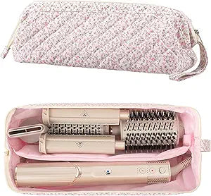 Quilted Hair Tool Travel Bag, Shark Flex Style Travel Case For Dyson Hair Dryer Airwrap Bag, Curling Iron Bags Quilted For Shark Dyson Revlon Organizer Accessories - Pink Floral
