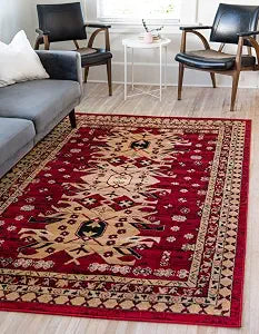 Unique Loom Taftan Collection Border Geometric Tribal Inspired Design Area Rug (2' 2 x 3' 0 Rectangular, Red/Gold)