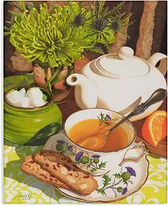Tea and Biscuits Still Life, 24 x 30 Inch Canvas Wall Art
