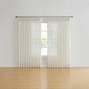 RENAISSANCE HOME FASHION Simplicity Sheer Pinch Pleated Drape Pair  Elegant Window Treatment for Living Room, Bedroom, and Dining Room, 48 x 84, Beige