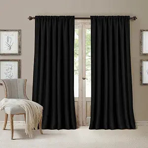 Elrene Home Fashions All Seasons Energy Efficient Room Darkening Rod Pocket Window Panel, 52" x 95" (1), Black