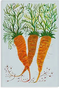 Whimsical Garden Carrots Floral, 20 x 30 Inch Canvas Wall Art