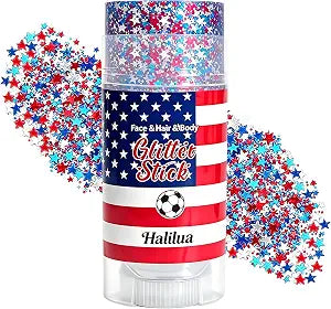 Patriotic Red White and Blue Face Hair Body Glitter Stick,Rave Accessories