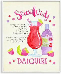 Strawberry Daiquiri Recipe Kitchen, 16 x 20 Inch Framed Gicle Print