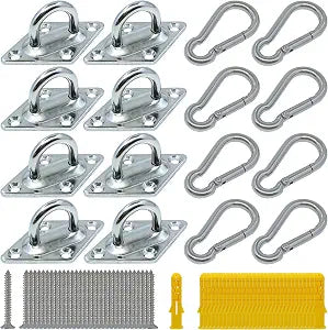16Pcs 304 Stainless Steel 2.31 Inches Pad Eye Hooks Snap Hooks Kit