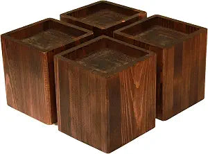 Bed Risers Furniture Lifters Wood (Set of 4), Heavy Duty Handmade Rustic Pine, Create Storage Space (Dark)