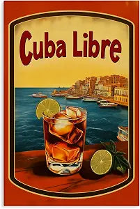 Vintage Cuba Libre Cocktail, 16 x 24 Inch Canvas Wall Art