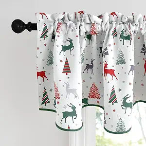 NICETOWN Christmas BLK Valances Windows Curtain Xmas Kitchen Valances Grommet Top Short Topper Curtains for Holiday New Year Christmas Decorations, 1 Panel, 52 by 18 inches Long
